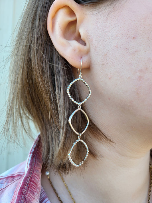 Bead Dangle Earrings: Western Dangle Earrings, Cowgirl Bridal Jewelry, Western Earrings for Bride, Metal Dangle Earrings