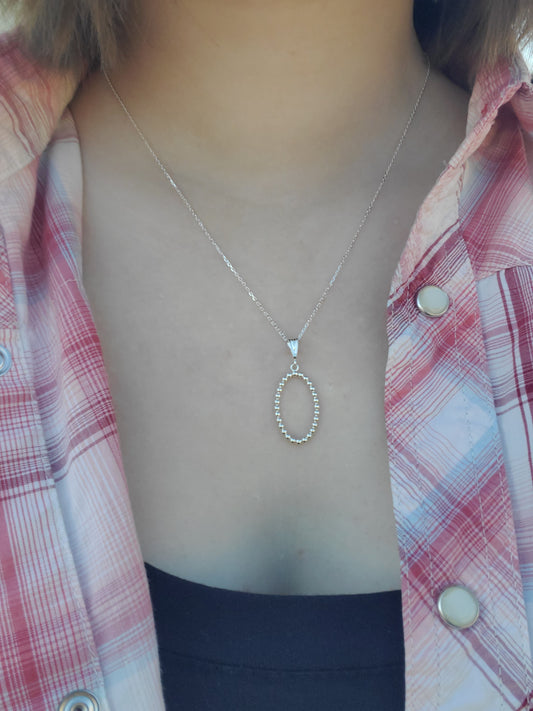 Bead Oval Pendant: Dainty Western Pendant, Cowgirl Bridal Jewelry, Western Necklace for Bride, Cowgirl Layering Jewelry