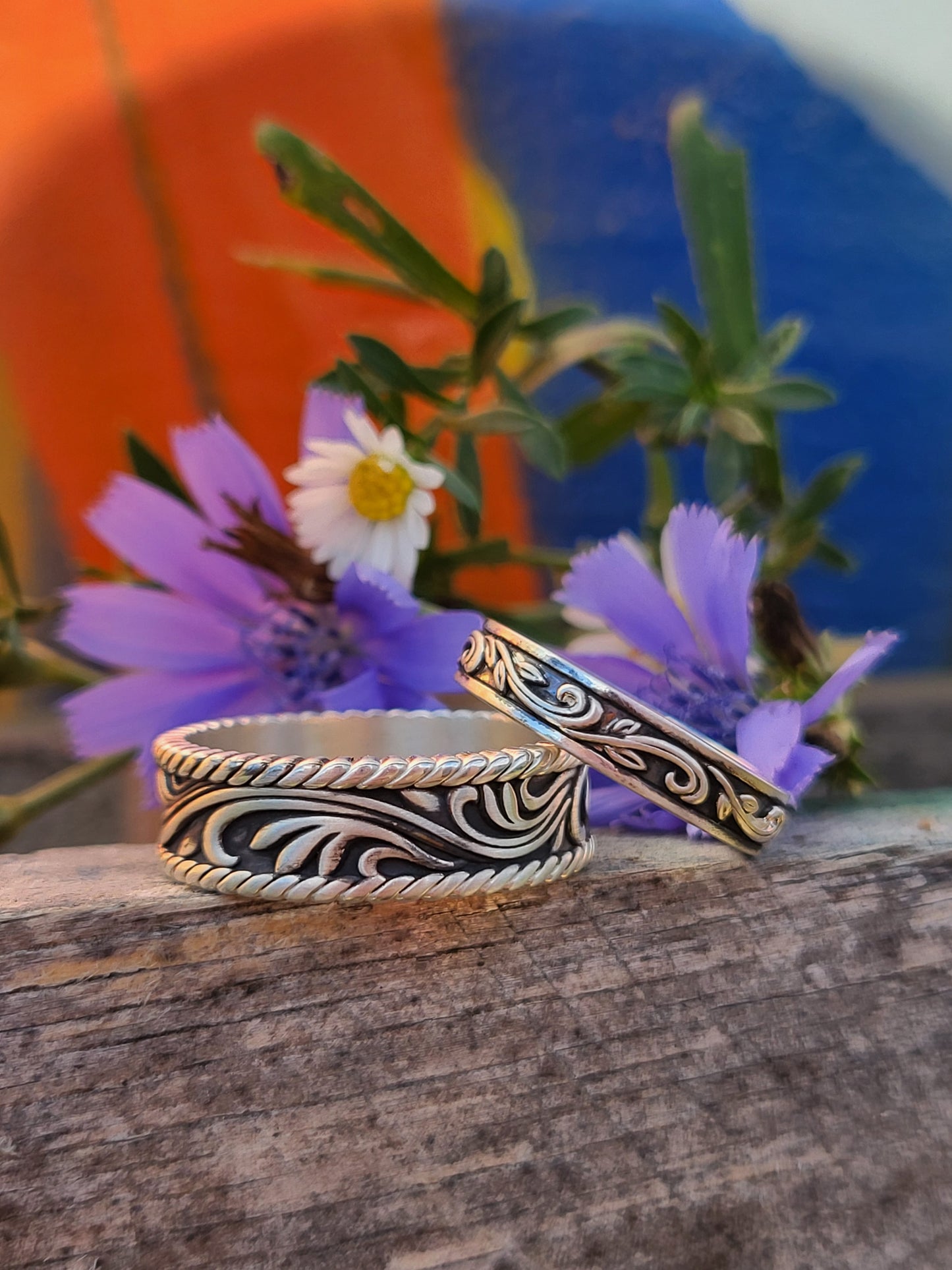 The June: Narrow 4mm White Gold/Platinum/Sterling Silver Band, Western Wedding Band, Cowgirl Wedding Ring, Sculptural Western Wedding Ring