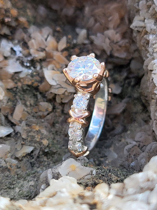 The Hugs and Kisses Ring: Two-Tone Rose and White Gold Engagement Ring, Unique Engagement Ring, Western Ring, Cowgirl Ring
