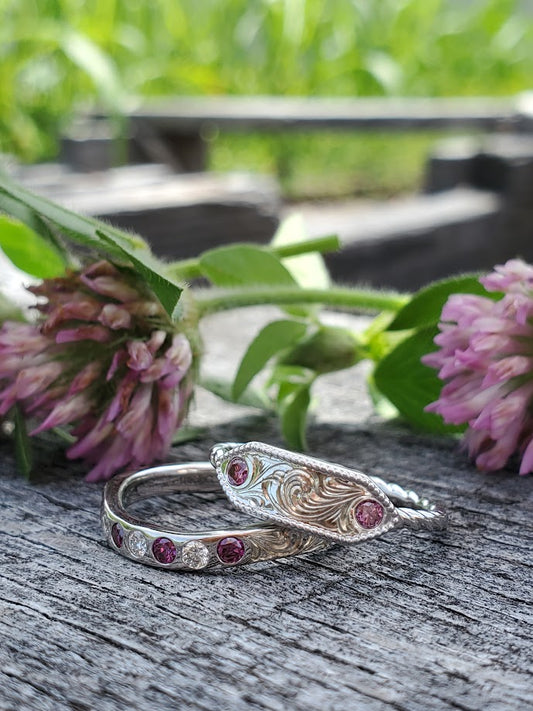 Custom Kaya Set: 10K White Gold, Rose Gold, Yellow Gold or Silver Ring Set, Colorful Diamond Ring Set, Western Mother's Ring, Anniversary Gift, Cowgirl Rings