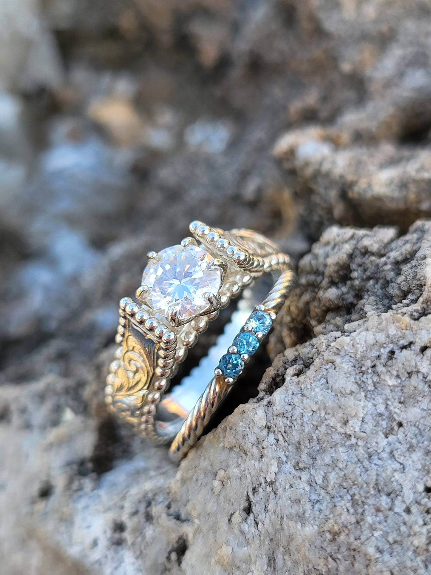 Loreena's Birthstone Band: Custom Birthstone Stacking Band, Rope Band with Gemstones, Western Stacking Mother's Ring