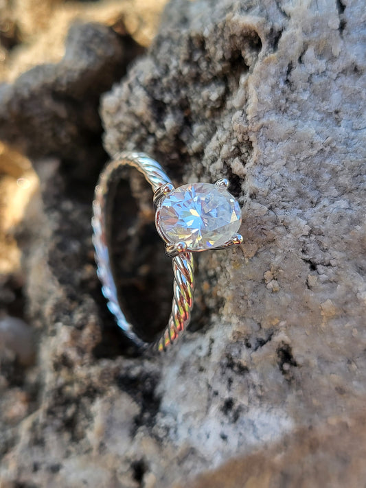 The Emily: 10K White Gold or Sterling Silver With 1 ct. Oval Moissanite, CZ, Lab Diamond, Oval Western Engagement Ring, Western Wedding Band, Cowgirl Ring