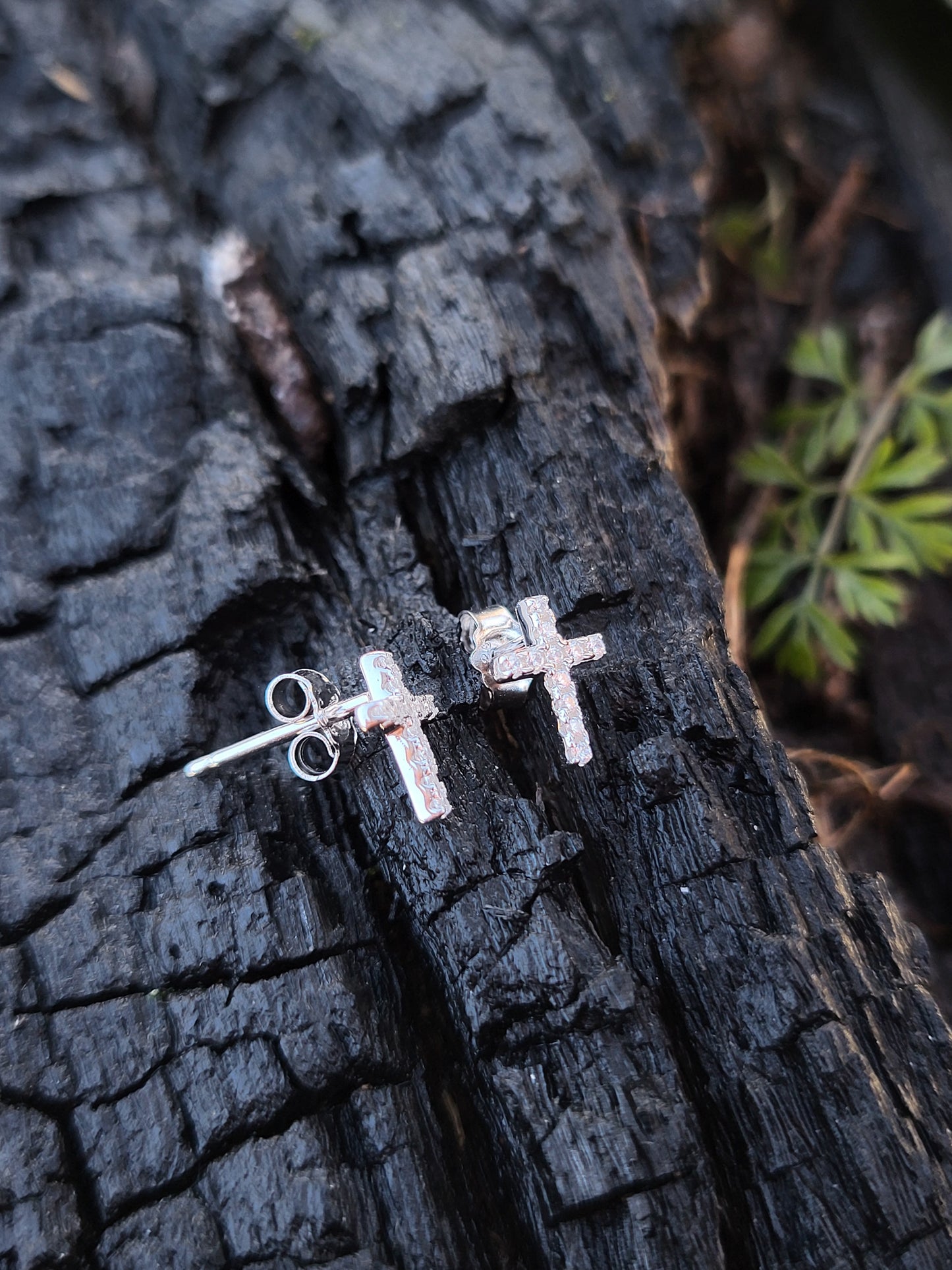Charity: Dainty Cross Studs, Sterling Silver and CZ Studs, Dainty Stud Earrings for Earring Stack, Cowgirl Earring Stack