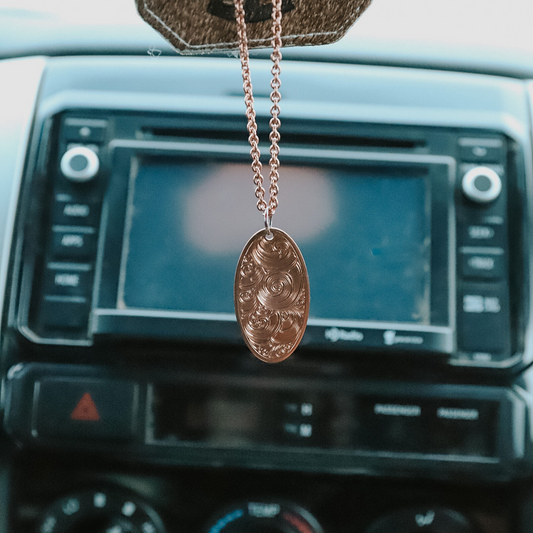 Copper Oval Engraved Western Pendant Design PND00016 by Loreena Rose
