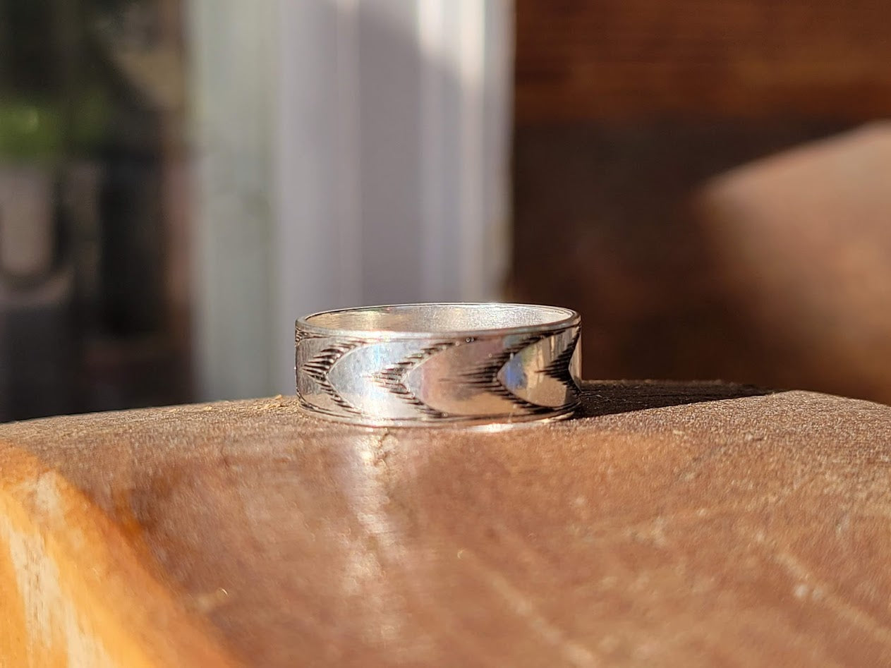 Sterling Silver Engraved Western Band Ring