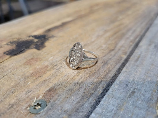 The Karis: Sterling Silver, 14K White Gold or Platinum Oval Ring, Hand Engraved, Gift for Her, Cowgirl Ring, Western Signet Ring