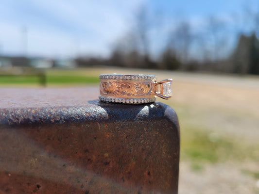 The Maisie: Gorgeous Rose Gold Engagement Ring, 1ct Princess Cut Diamond ring with Double Channel Sets