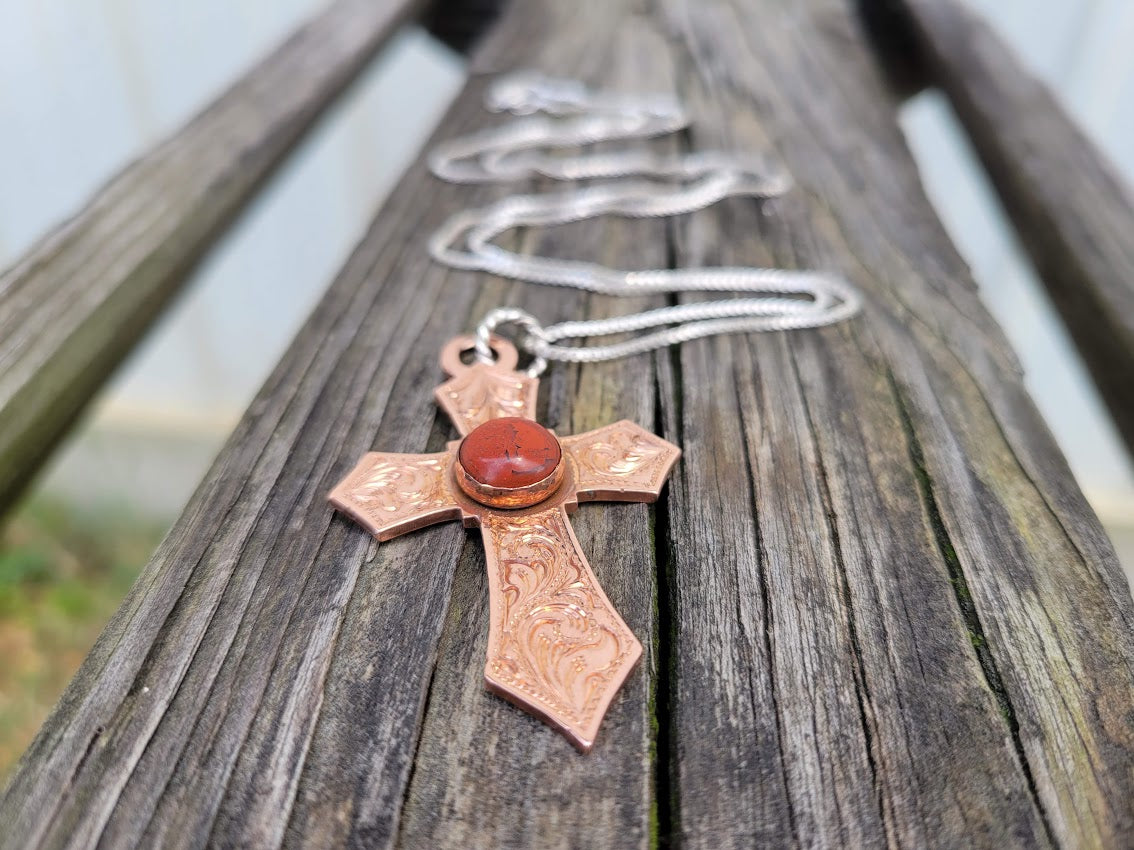 The Healing Cross, Copper & Red Jasper, Give the gift of healing Properties, Gift for Him, Gift for Her