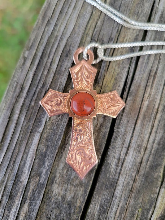 The Healing Cross, Copper & Red Jasper, Give the gift of healing Properties, Gift for Him, Gift for Her