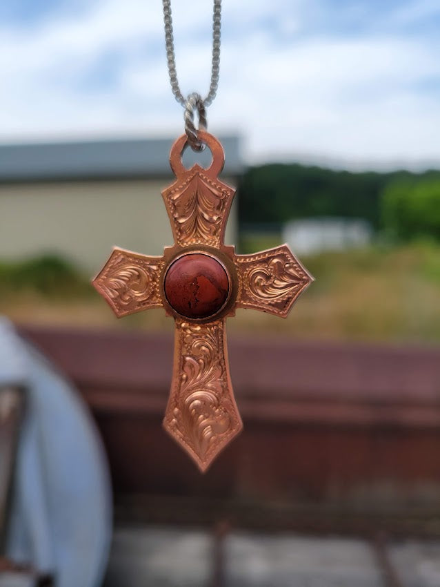 The Healing Cross, Copper & Red Jasper, Give the gift of healing Properties, Gift for Him, Gift for Her