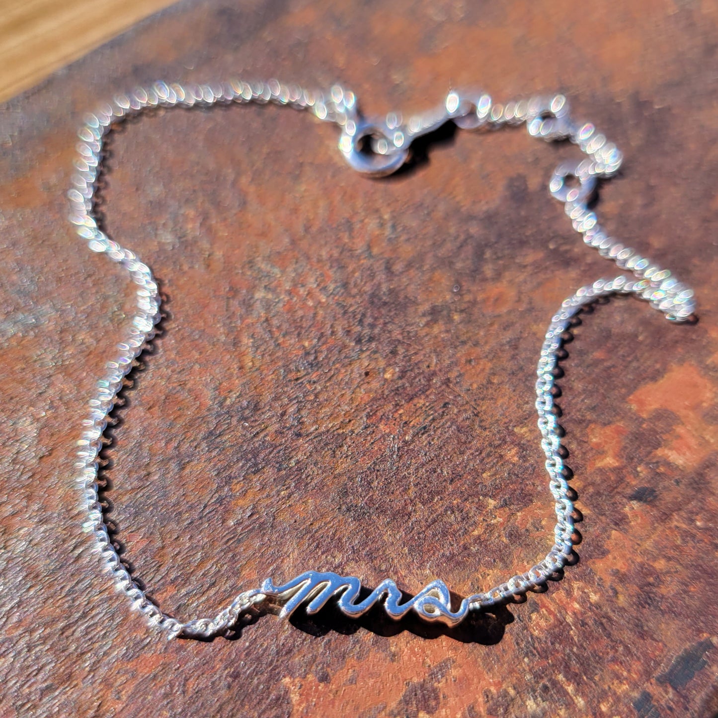 "Mrs" Sterling Silver chain bracelet, gift for her, bridal gift