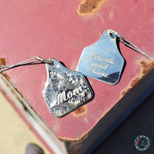 Mother's Necklace, Cowtag Pendent, Personalized Mother's day gift, Nana, Gigi EAR00005 by Loreena Rose