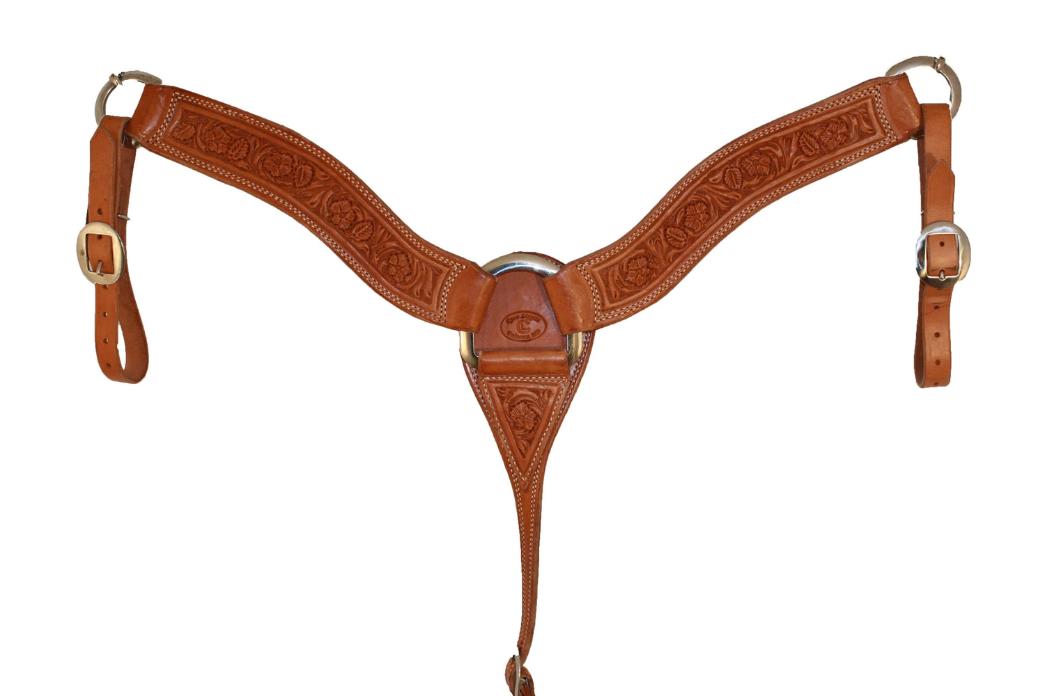 Picture of C&L 3 Piece Oak Leaf & Floral Tooled Breast Collar BC000006