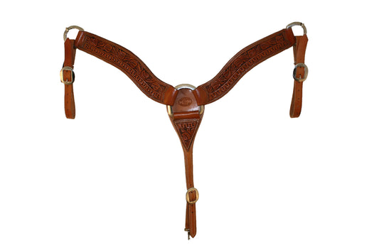 Picture of C&L 3 Piece Floral & Running W Tooled Breast Collar BC000008