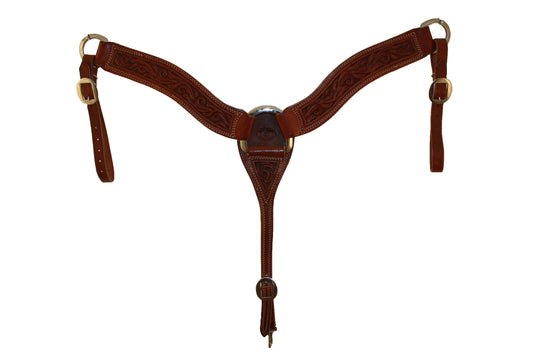 Picture of C&L 3 Piece Heavy Oiled Scroll Tooled Breast Collar BC000009