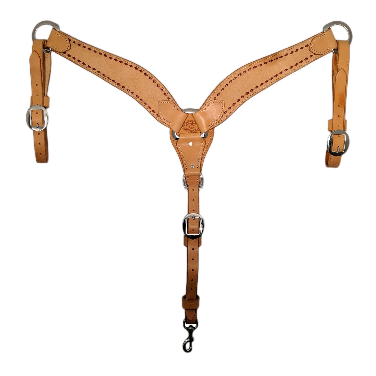 Picture of C&L Roughout Buckstitch 3 Piece Breast Collar with Oval Stainless Buckles BC000010