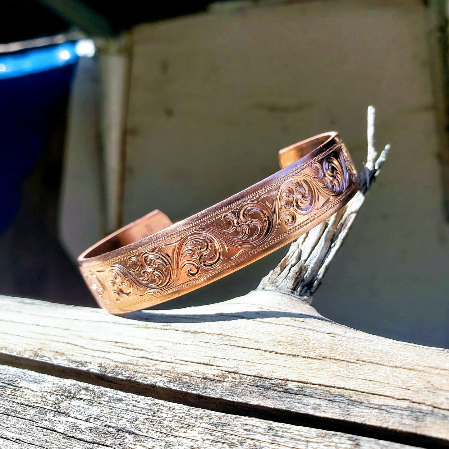 Copper Engraved Western Bracelet, Cuff Style, Design BRC00019 by Loreena Rose