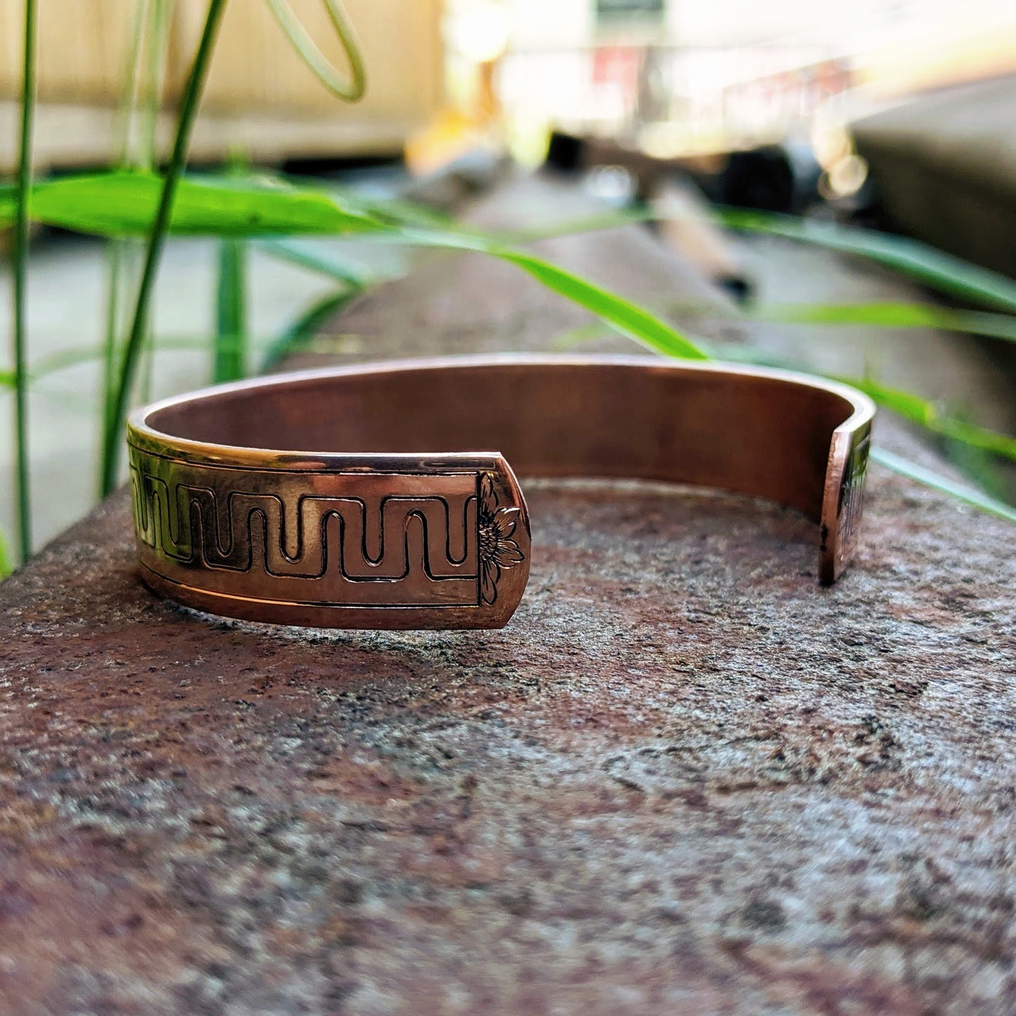 Copper Engraved, Cuff Style, Western Bracelet Design BRC00027 by Loreena Rose