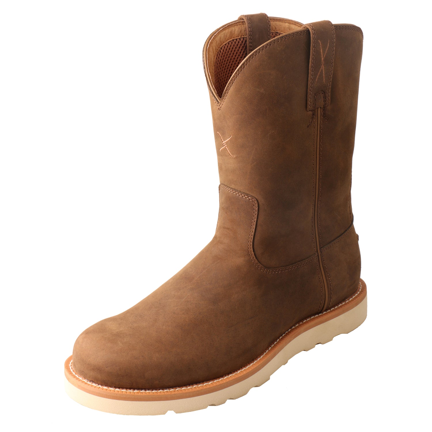 Picture of front outside of Men's Twisted X Pull On Soft Toe 10" Work Pull On Wedge Sole Boot MCB0001
