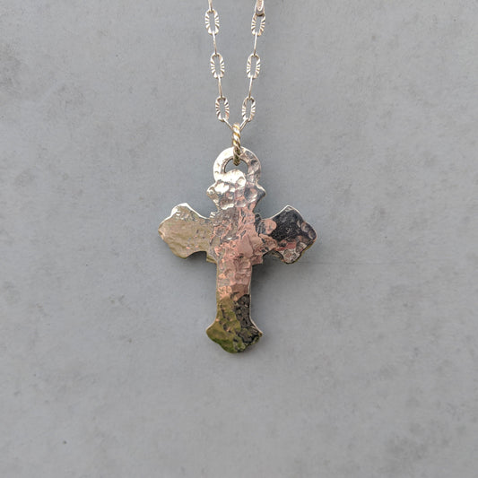 Sterling Silver Hammered Cross Western Pendant Design PND00002 by Loreena Rose