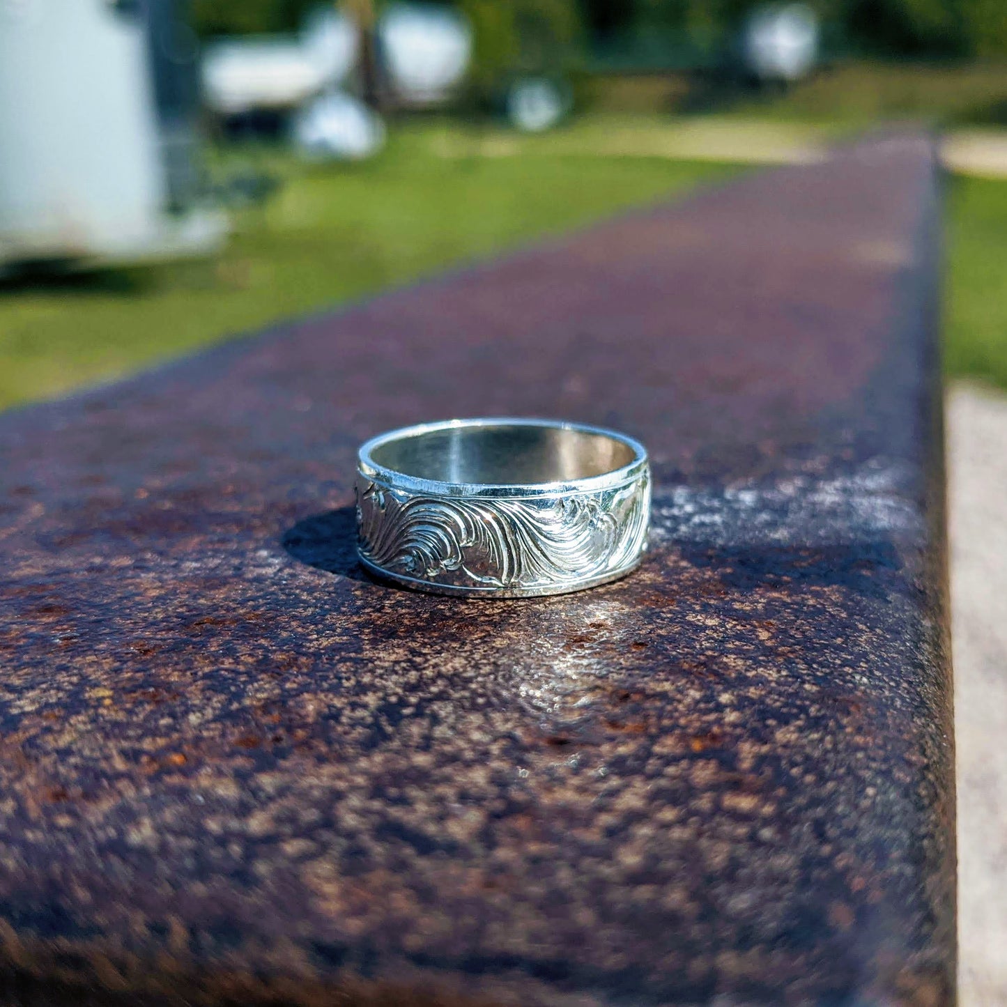 Sterling Silver Engraved Western Band Ring Design RNG00048 by Loreena Rose