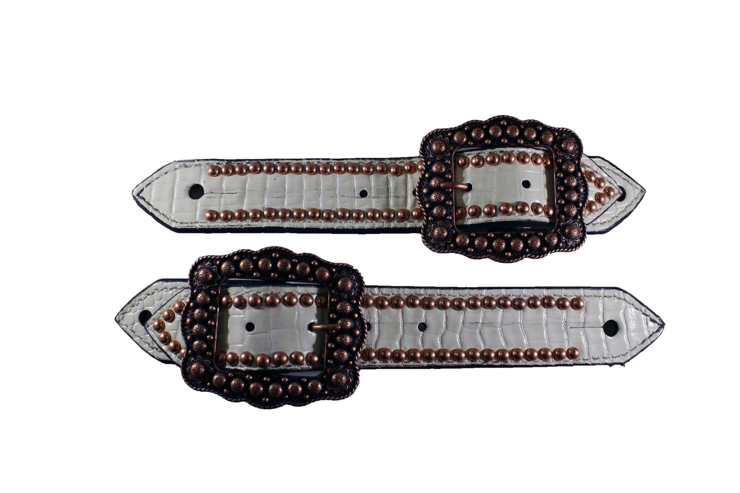 Picture of C&L Belt Style White Gator Print Spur Straps SS000009