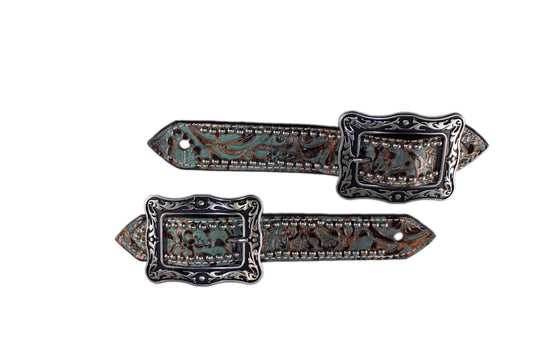 Picture of C&L Belt Style Turquoise Floral Spur Straps SS000011