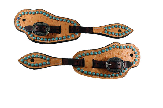 Picture of C&L Bib Style Orange Ostrich Spur Straps SS000014