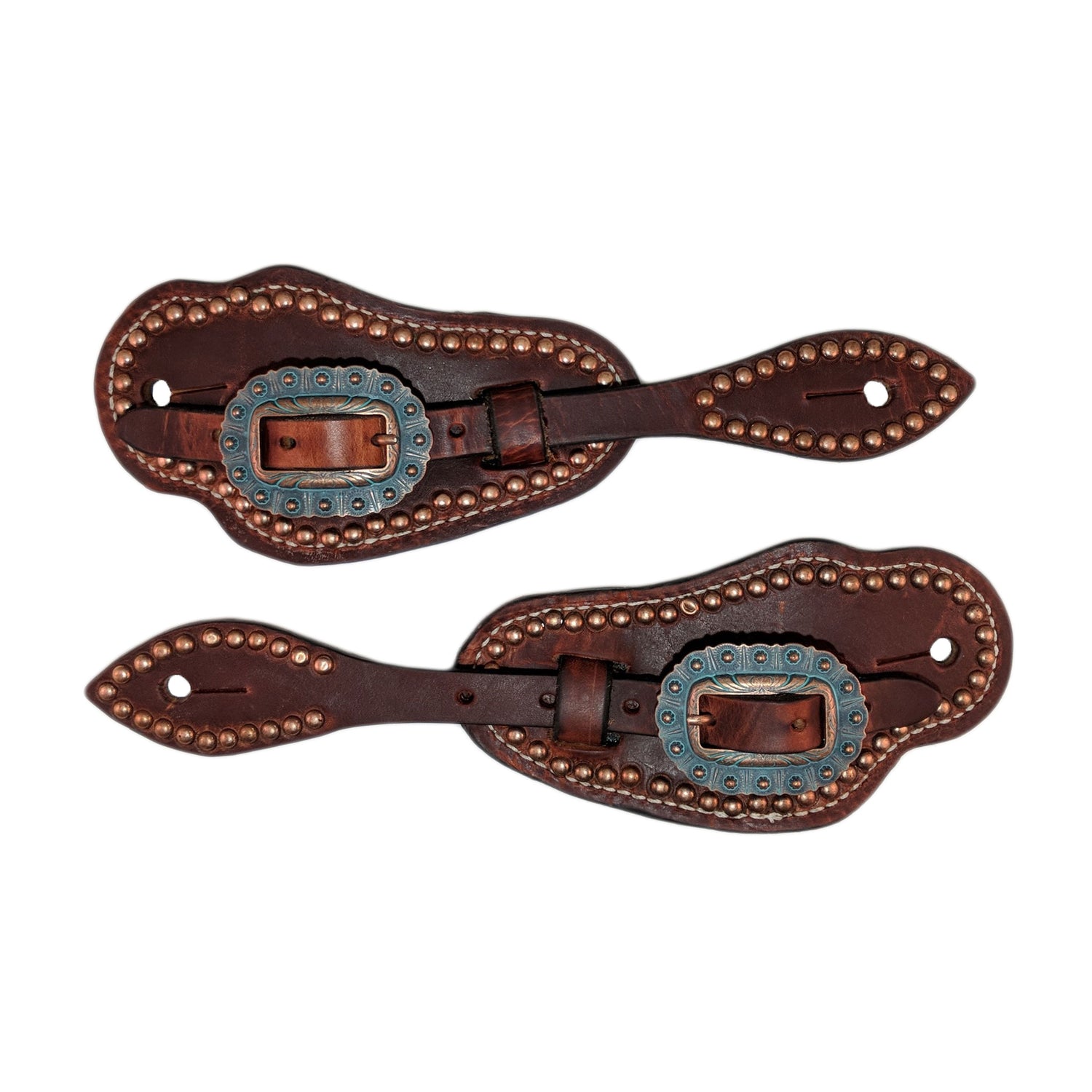 Picture of C&L Bib Style Spur Strap Copper Spotted Antiqued Patina Copper Buckle SS000015