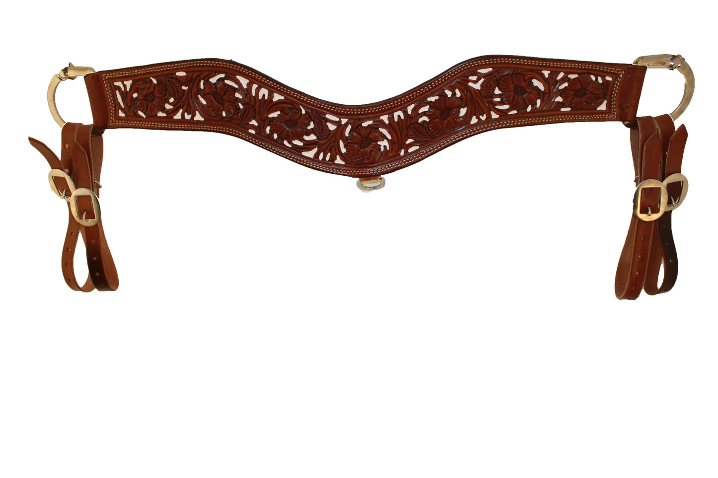 Picture of C&L Chocolate Floral Tooled Tripping Collar w/white inlay TC000001